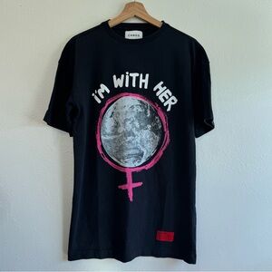 100% Organic Cotton Women's Black ‘I’m With Her’ Graphic Tee | Oversized XXS